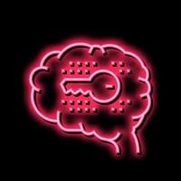 brain with key neon glow icon illustration vector