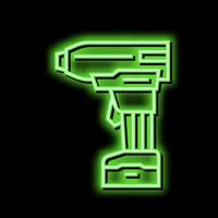 drill with air compressor neon glow icon illustration vector