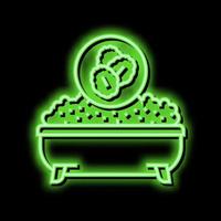 oatmeal baths dry skin neon glow icon illustration vector