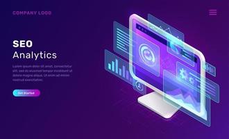 SEO, search engine optimization analytics concept vector