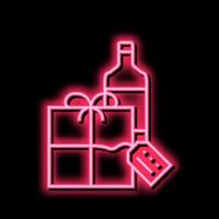 alcoholiv bebida regalo neón resplandor icono ilustración vector