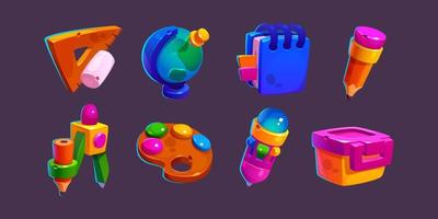 Vector school game icon set. Ui study element pack