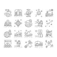 Space Base New Home Collection Icons Set Vector