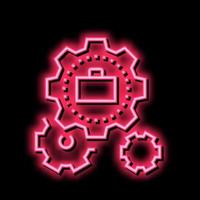 mechanical gears neon glow icon illustration vector