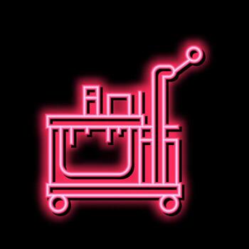 hotel limpieza Servicio carro neón resplandor icono ilustración vector