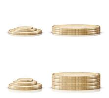Wooden cutting board tray, realistic podium stage vector