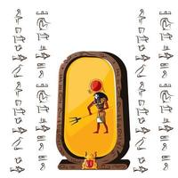 Roca junta, arcilla tableta y egipcio jeroglíficos vector