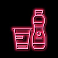 yogurt dairy product with probiotics neon glow icon illustration vector