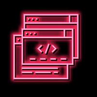 code windows neon glow icon illustration vector