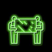 installers holding mirror neon glow icon illustration vector