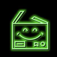 carbdoard happy free shipping neon glow icon illustration vector