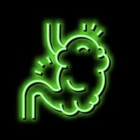 bloating digestion system neon glow icon illustration vector