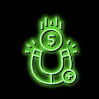 magnetic attracting money neon glow icon illustration vector