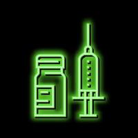 syringe anesthesia and ampoule neon glow icon illustration vector