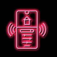 mobile application for control and setting smart home neon glow icon illustration vector