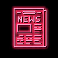 newspaper with news articles neon glow icon illustration vector