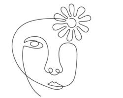 Hand drawing single one line of abstract face on white background. vector