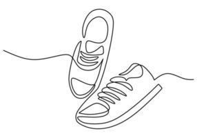 One line drawing of shoes isolated on white background. vector