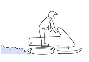 Hand drawing one single continuous line of man play sled vector