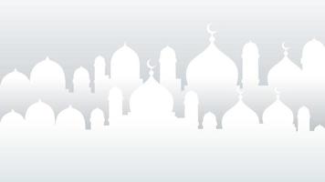 White mosque silhouette isolated on white background. vector