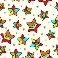 Cute stars seamless pattern isolated on white background. vector