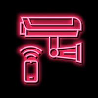 video camera, security system remote control neon glow icon illustration vector