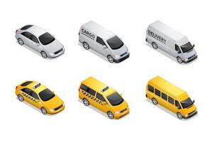 Isometric car icons isolated on white vector