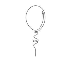 Hand drawing single one line of balloon isolated on white background. vector