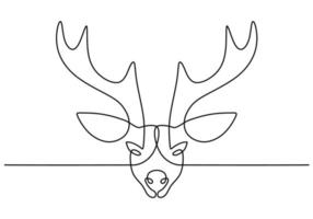 mano dibujo uno soltero continuo línea de ciervo cabeza vector