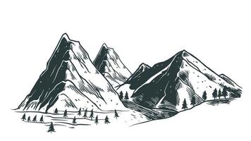 Mountain landscape Hand drawn vector illustration natural drawing