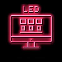 led computer monitor neon glow icon illustration vector