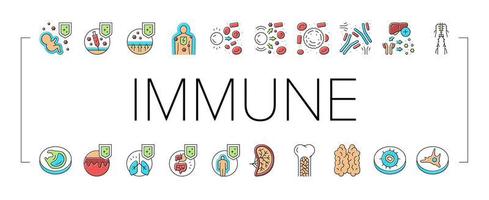 Immune System Disease And Treat Icons Set Vector