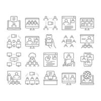Online Video Meeting Collection Icons Set Vector