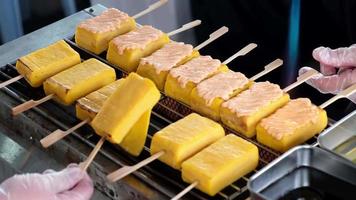 Tamago Mentaiyaki food with mentai sauce is cooked video