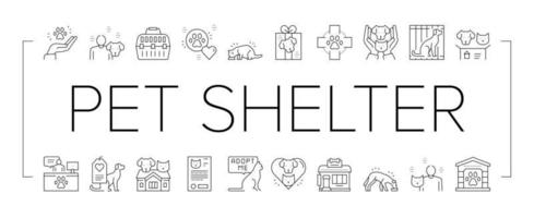 Animal Pet Shelter Collection Icons Set Vector