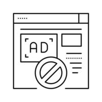 blocked ads web site line icon vector illustration