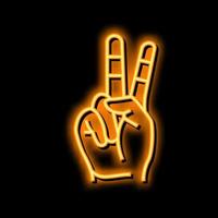 peace hand gesture neon glow icon illustration vector