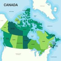 mapa de canadá con nombre de país detallado vector