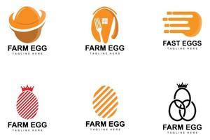 Egg Logo, Egg Farm Design, Chicken Logo, Asian Food Vector