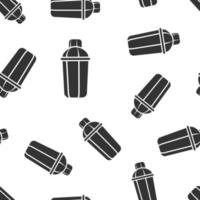 Shaker icon seamless pattern background. Sport bottle vector illustration on white isolated background. Fitness container business concept.