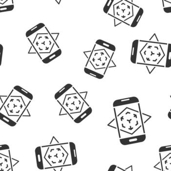 Augmented reality icon seamless pattern background. Vr device vector illustration on white isolated background. Technology business concept.