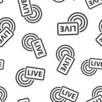 Live broadcast icon seamless pattern background. Antenna vector illustration on white isolated background. On air business concept.