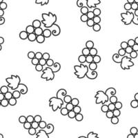 Grape fruits sign icon seamless pattern background. Grapevine vector illustration on white isolated background. Wine grapes business concept.