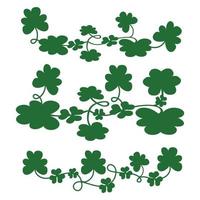 set of Shamrock lucky clover St. patricks day trefoil Irish vector.four leaf linear holiday symbol. design element for sticker, logo, icon, t-shirt, banners, prints. vector