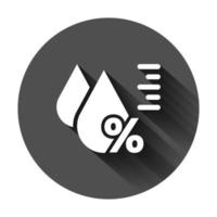 Humidity icon in flat style. Climate vector illustration on black round background with long shadow. Temperature forecast business concept.