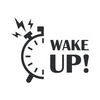 despertar arriba icono en plano estilo. bueno Mañana vector ilustración en aislado antecedentes. alarma reloj El sonar y mañanas despierta firmar negocio concepto.