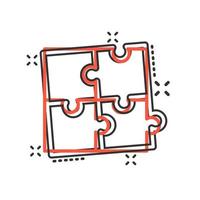 Puzzle compatible icon in comic style. Jigsaw agreement vector cartoon illustration on white isolated background. Cooperation solution business concept splash effect.