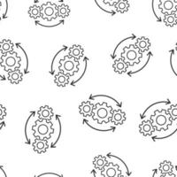 Operation project icon seamless pattern background. Gear process vector illustration on white isolated background. Technology produce business concept.