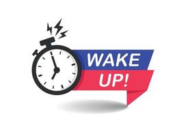 Wake up icon in flat style. Good morning vector illustration on isolated background. Alarm clock ringing and mornings wakes sign business concept.