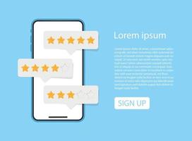 teléfono inteligente con cliente realimentación icono en plano estilo. producto clasificación vector ilustración en aislado antecedentes. revisión realimentación firmar negocio concepto.